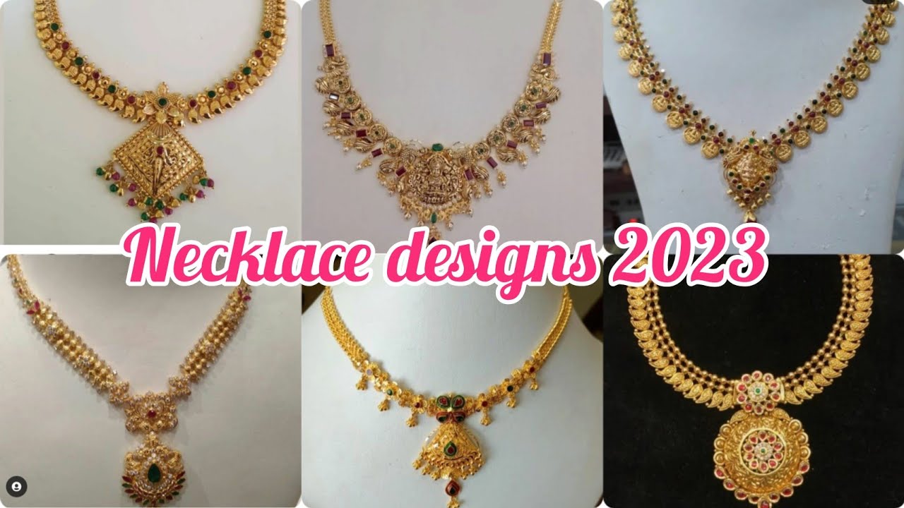 22k Latest wedding gold necklace designs // with weight 