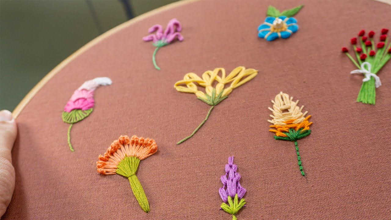 10 Magical Embroidery Flowers:  Stitching Ideas by Hand