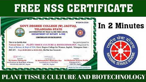 NSS Certificate Quiz l Tissue Culture and Biotechnology l Free Certificate Quiz l Free Biotechnology