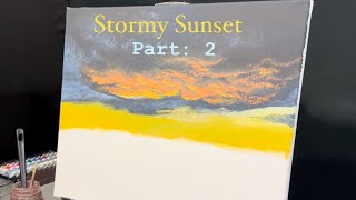 Dark Stormy Sunset w/ Water Reflection Part: 2 - Acrylic Painting (Bob Ross Style) Impressionist