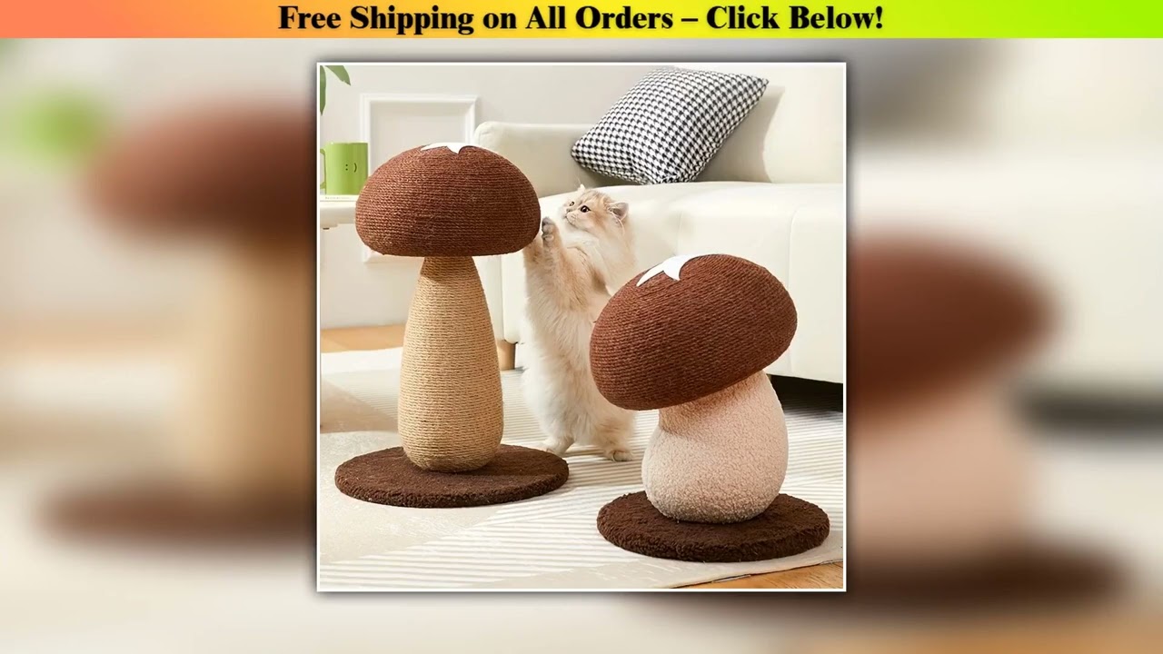 Mushroom Shape Sisal Rope Cat Scratcher, Durable Climbing Post & Play Toy for Indoor Cats,