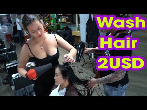 Massage Face & Wash Hair in Vietnam Barber Shop Asmr with Beautiful Girl 2 dollars 2020