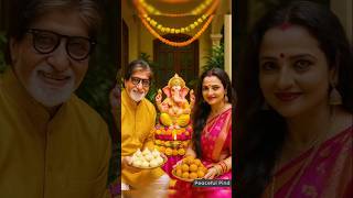 Rekha Amitabh Offering Modak Laddoo To Lord Ganesha Ganesh Chaturthi Special