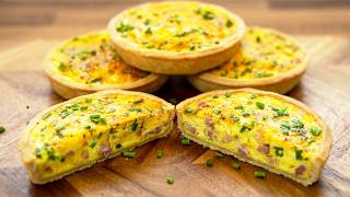 Quiche: Bacon, Cheese n Onion, 4 simple mouthwatering mini quiches.