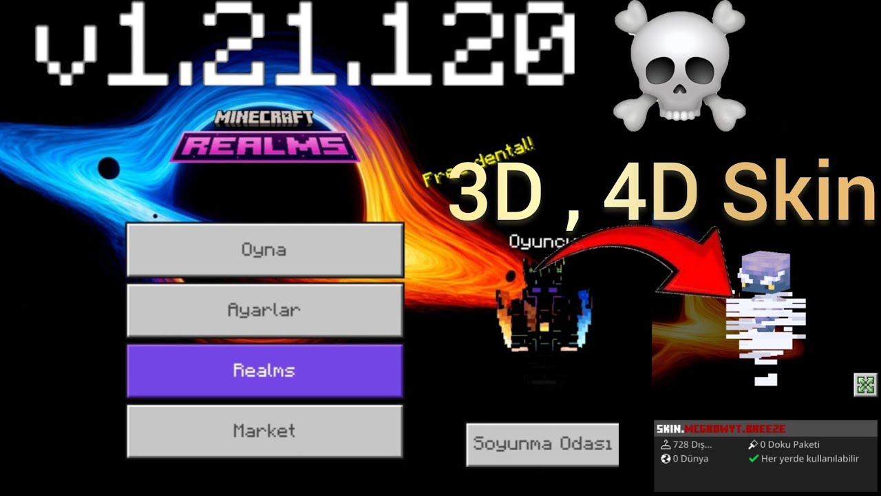 4D Skin + Unlock All for MCPE 1.21.120 | Minecraft PE | V1