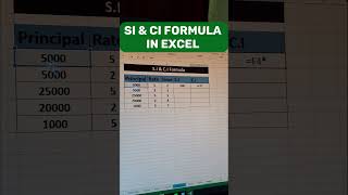 SI & CI Formula in Excel | Excel tips #excel #computer#exceltips #shorts #shortvideo #it #skt#skills