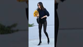 Kendall Jenner paired her sweater with nothing but underwear and stockings no pants, no problem