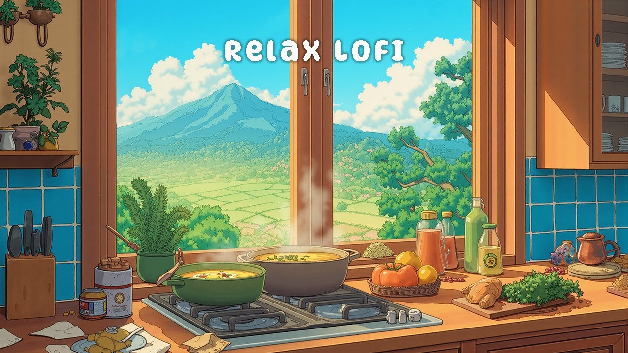 Relax in the Cozy Kitchen 🍳 Calcifer Lofi | Study with Warm Kitchen ...