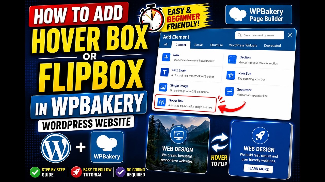 How to add hover box or flipbox in wpbakery wordpress website - YouTube