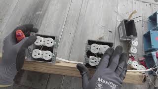 Como instalar 4 tomacorrientes en paralelo, usando doble caja.#doblegangbox #electricista