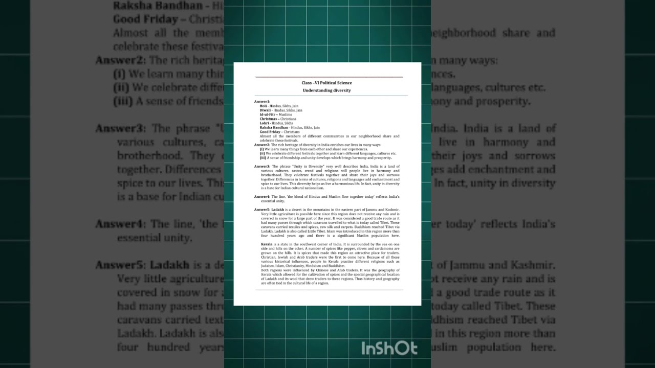 Class 6 Civics Chapter 1 Understanding Diversity Question Answers Class6 Ncert Ncertsolutions