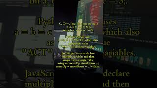 declare one value to multiple variables ex. a=b=c=”ACT” a is ACT, b is ACT, c is ACT