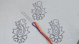 Hand embroidery cushion cover design, all over design for dress,fly stitch with pearl#413