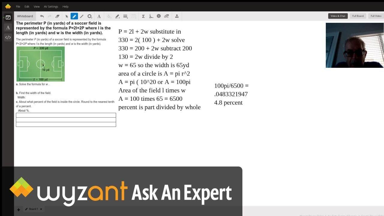 The Perimeter P In Yards Of A Soccer Field Is Represented By The Formula P 2l 2p Where L Is The Length In Yards And W Is The Width In Yards Wyzant Ask