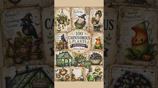 Carnivorous Plant Journal Kit, Cute Halloween Pages, Funny Monster Garden Ephemera, Kid Friendly Spo