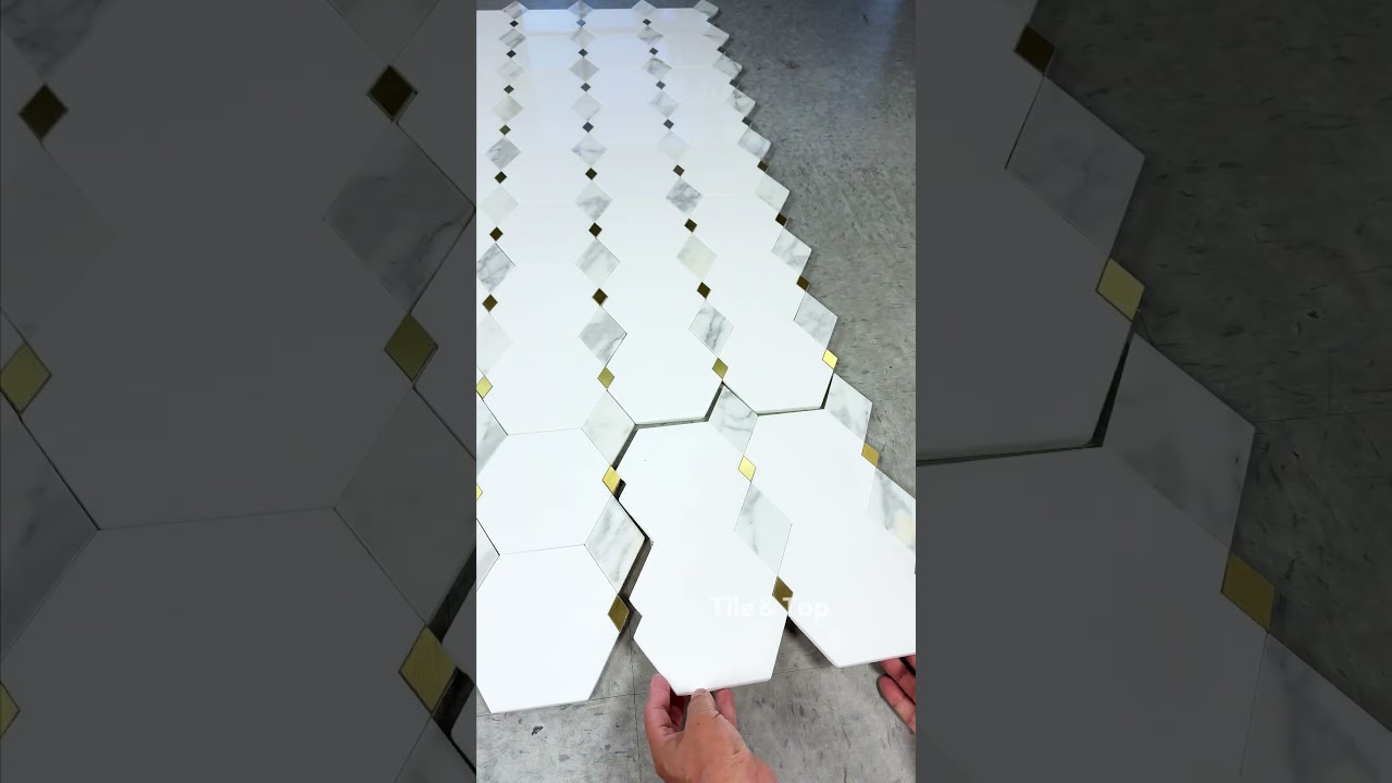 Calacatta & Thassos & Brass Marble Mosaic Tile