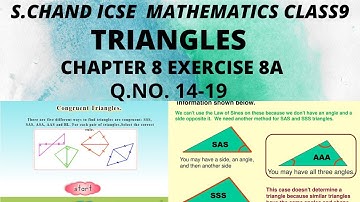 TRIANGLES CLASS 9 ICSE CHAPTER 8 EXERCISE 8A Q. NO. 14-19