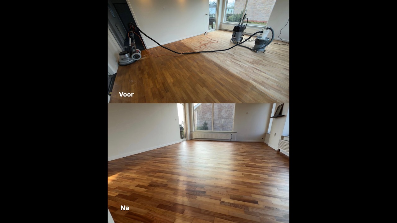 Kersen vloer 30 jaar oud schuren oliën in Termunten