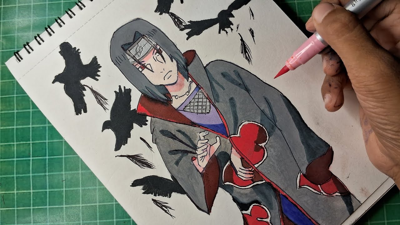 How to draw and colour Itachi Uchiha easy to draw anime drawing step by ...