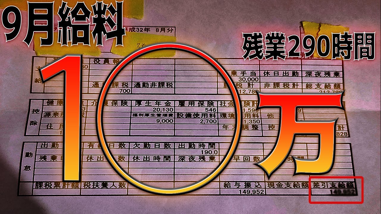 【ブラック企業】手取り10万円台の給料明細を公開します