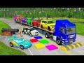 Flatbed Truck McQueen | Transportation with Truck - Pothole vs Car | BeamNG.Drive Gameplay