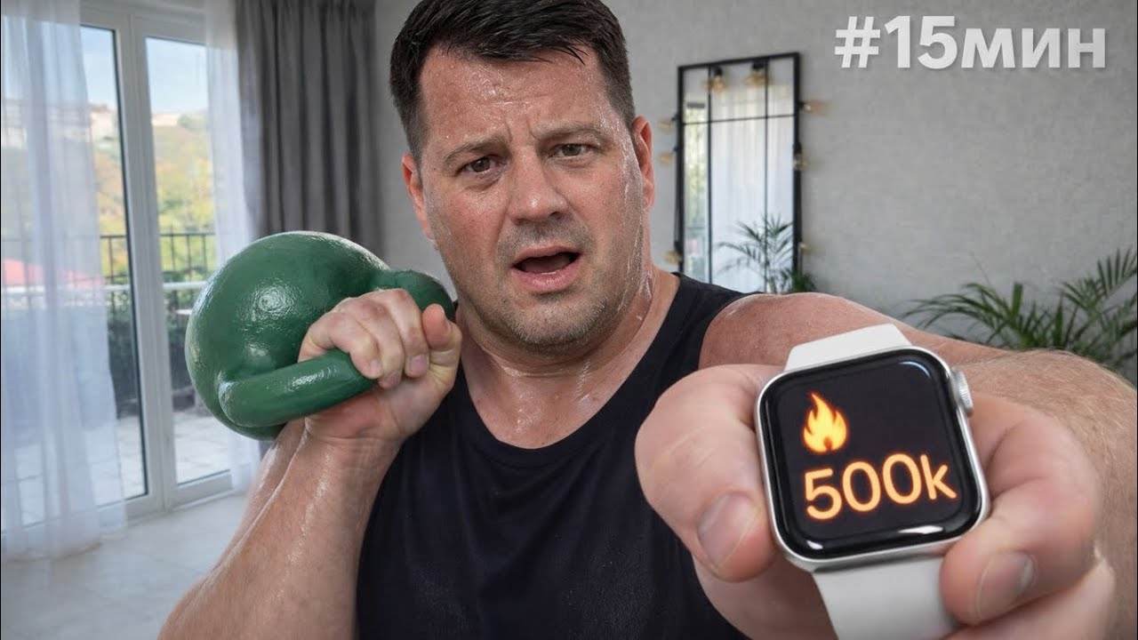 500 ккал за 15 минут с гирей на всё тело