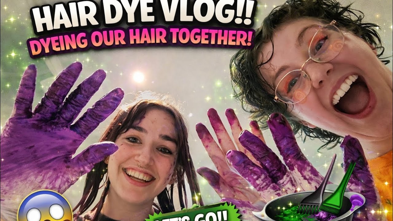 I Dyed My Hair GREEN With My Friend 💚 | Full Hair Dye Process Vlog !!