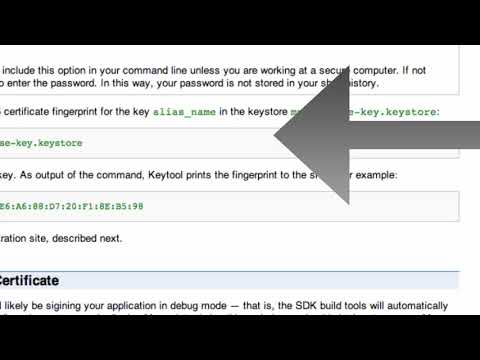 Android Developing Applications Tutorial 146 Obtaining Key for a specific Project