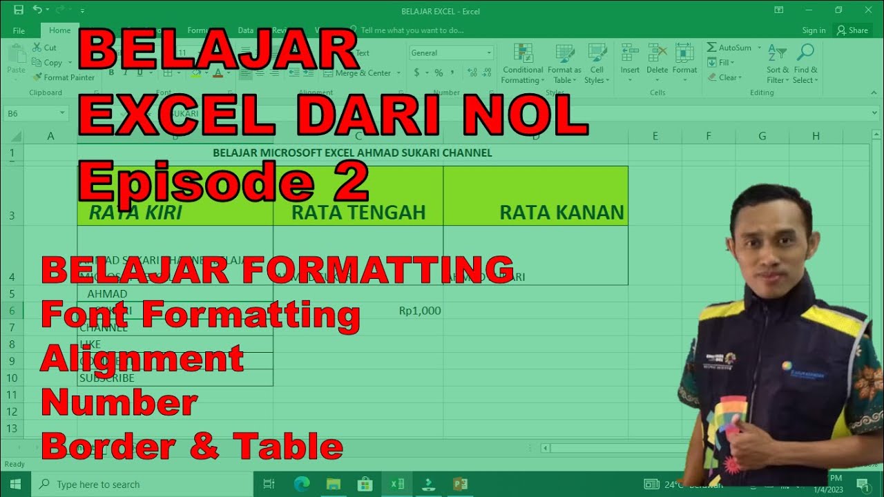 Belajar Excel dari Nol episode 2 | Tutorial Excel Pemula - Ahmad Sukari ...