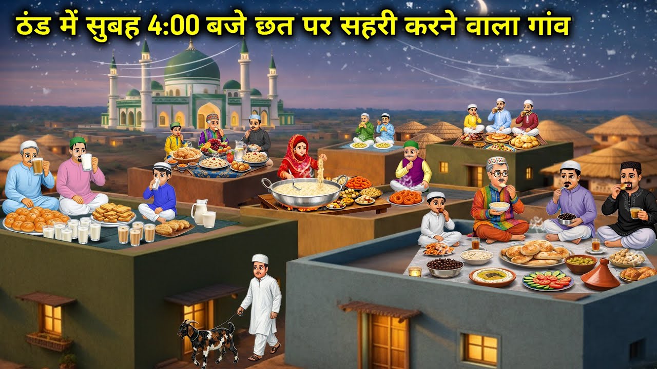 ठंड मे सुबह 4:00 बजे छत पर सहरी करने वाला गांव | Village Sehri Roof 4:00 Mornin Cold | Cartoon Video