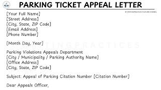 Detailed How To Write A Parking Ticket Appeal Letter Template Step by Step | Writing Practices Information