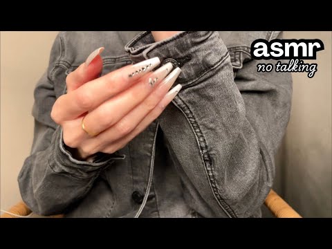 ASMR 🩶 Wearing & Scratching my Husband’s Clothes 