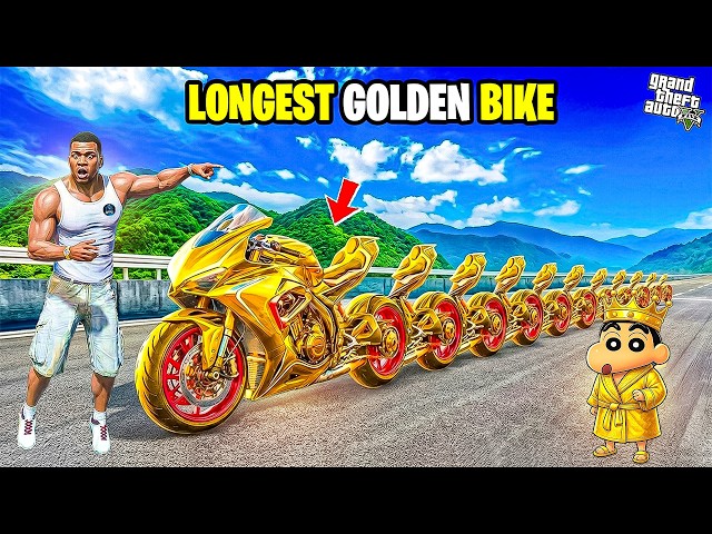 Franklin Finally Build World's Longest GOLDEN BIKE😱 For Shinchan in GTA 5 in Telugu