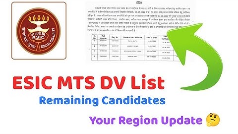 Regarding ESIC MTS DV | Waiting List ESIC DV UP Region ESIC Waiting List