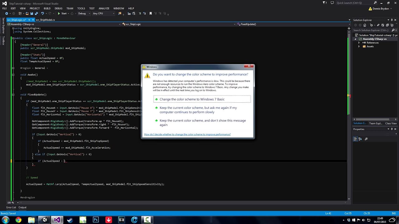 ★ Unity 5 ★ | Creating a Game from scratch 👌 | Unity Episode 3 | Ship Accel/DeAccel