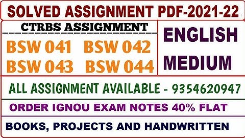 CTRBS Solved assignment 2021-22 / CTRBS Solved assignment English / Bsw 41,42,43,44 Assignment