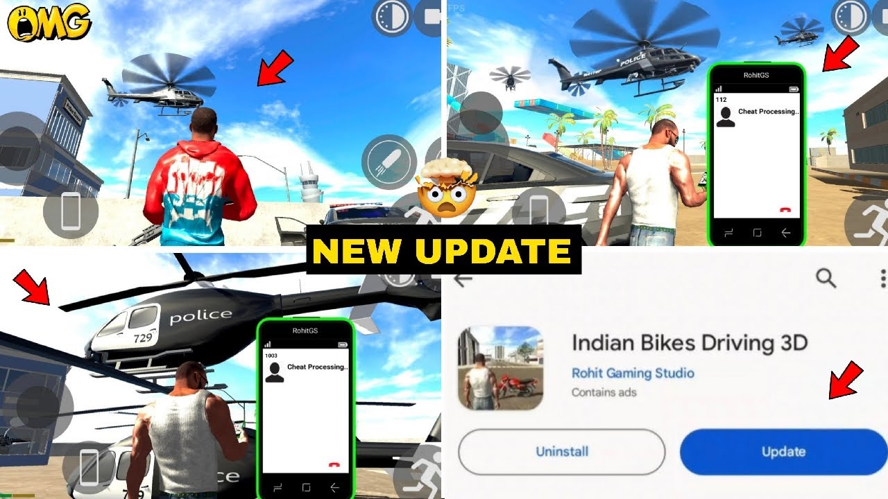Finally new features || police helicopter sky || new update India bike driving 3d ||