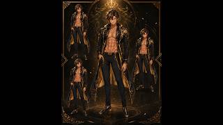 Premade Male Anime Free PNGTuber Model, Black Gold Lion-Eye Streamer Avatar for VeadoTube Mini