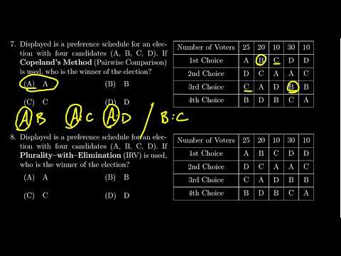 Math 1030, Exam 3 - Question 7 (Pairwise Comparison)