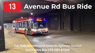 TTC 13 Avenue Rd Full Bus Ride Northbound | July 2025