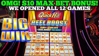 WOW! HUGE WIN! $10 MAX BET QUICK HIT REEL BOOST SLOT BONUS | Plus Buffalo Link & Phoenix Link Slots