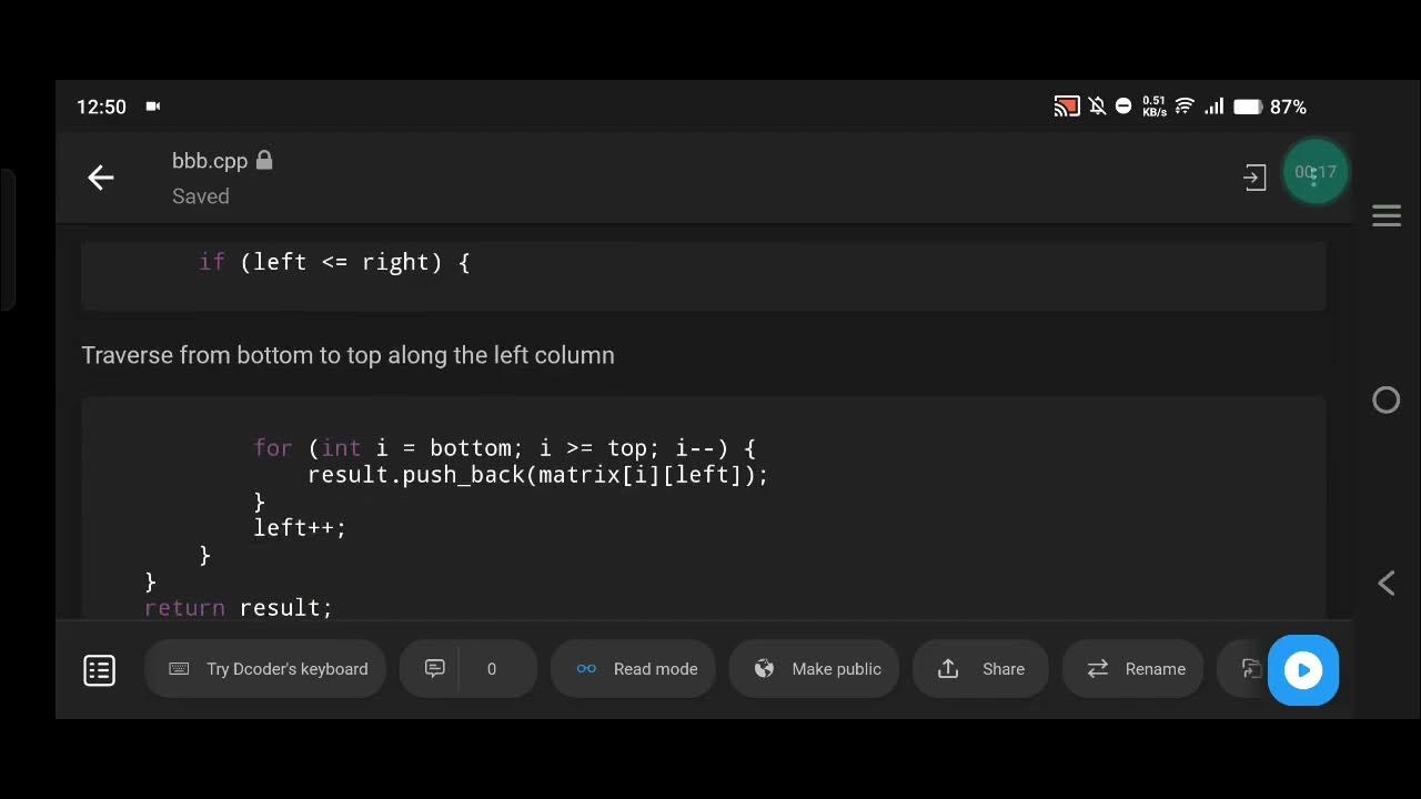 Spiral Matrix Traversal Solution in C++ | Efficient Algorithm Explained ...