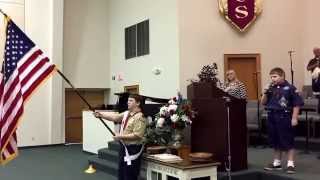Crockett sings the National Anthem in church-memorial day weekend 5/24/2015