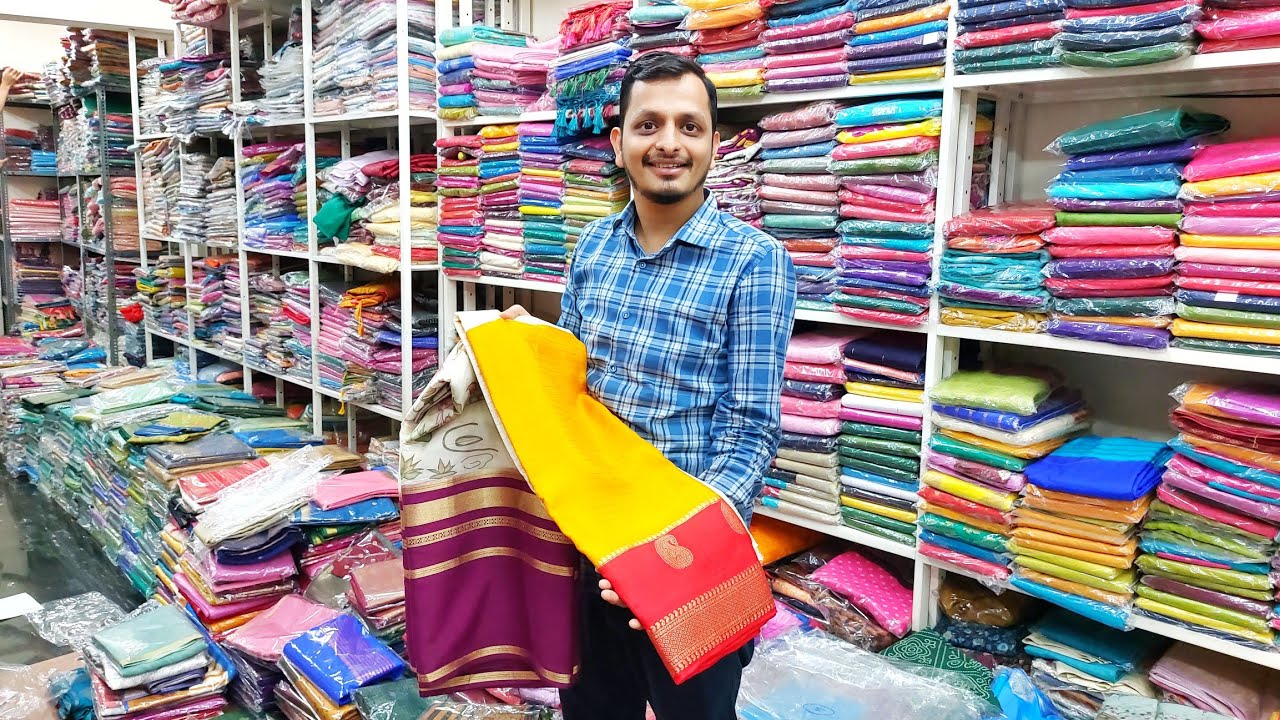 Chickpet wholesale crepe silk saree's | fancy saree's single piece courier available Bangalore