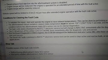 How to clear input nox sensor fault code 3748