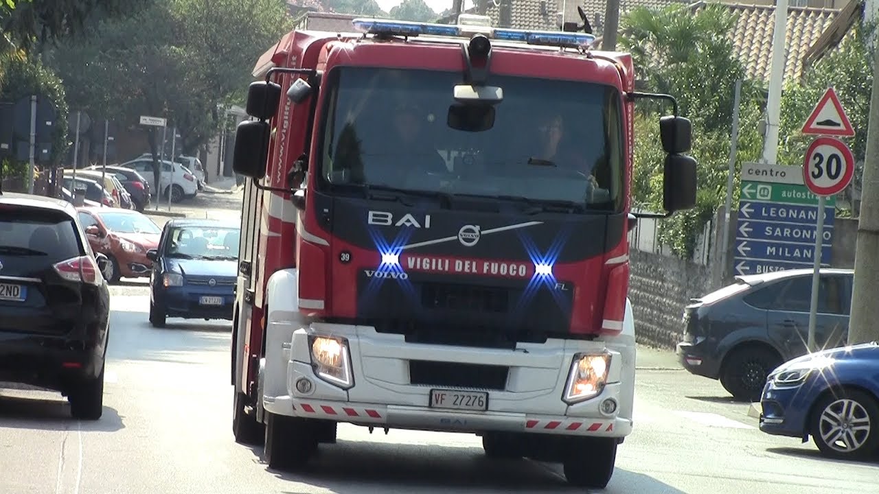 INCENDIO APPARTAMENTO ARRIVO AS VVF LEGNANO+APS VVF BUSTO+APS+CARRO SOCCORSO VVF INVERUNO IN SIRENA