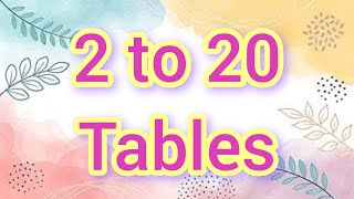 Multiplication Tables 2 To 20 Tables 2 - 20 Tables