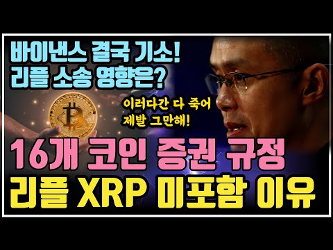   바이낸스 기소 16개 코인 증권 규정 XRP 미포함 크립토 블라블라