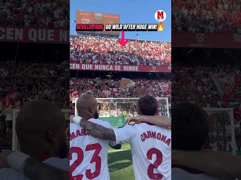 SEVILLA FANS GO WILD AFTER HUGE WIN!🔥🏟️😱#SevillaFC #Barcelona #LaLiga #Futbol #MarcaAmerica