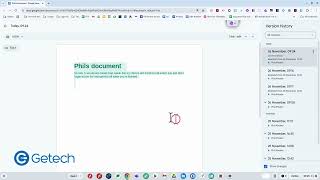 Workspace Tips from Getech - Version History in Docs